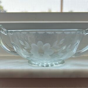 Princess House Clear Glass Sugar Bowl with Floral Design